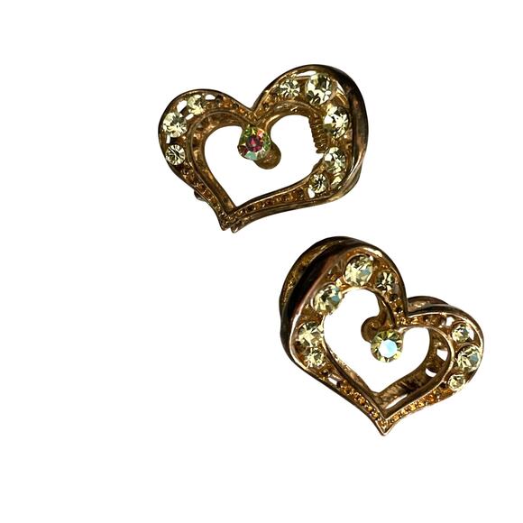 Gold Tone Heart Rhinestone Mini Claw Hair-clips set of 2 - Picture 5 of 8